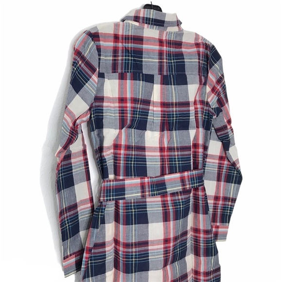 ALLEGRA K PLAID MIDI BELTED SHIRT DRESS 100% Cotton XSMALL NEW - Picture 5 of 14
